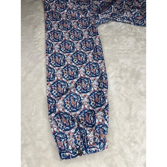 Lands End Womens Floral Pattern Button-Up Blouse Pleated Back Size 6 - Picture 6 of 11